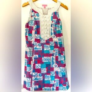 Lilly Pulitzer Nantucket Island Print Sleeveless Shift Dress 10 VERY RARE HTF